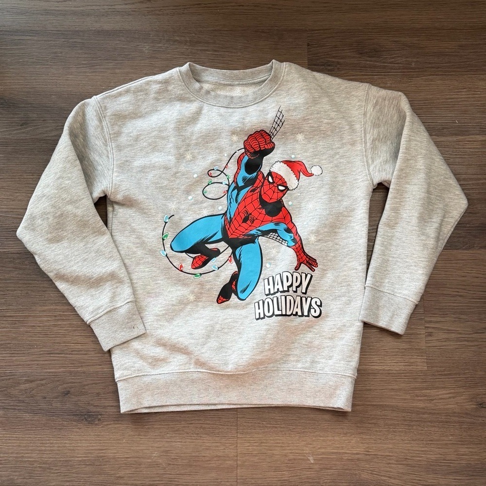 Kids Marvel Spiderman‎ Happy Holidays Christmas Sweatshirt Size 10